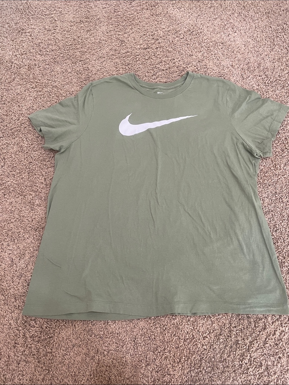 Nike Olive Green Short Sleeve Tee with White Swoosh